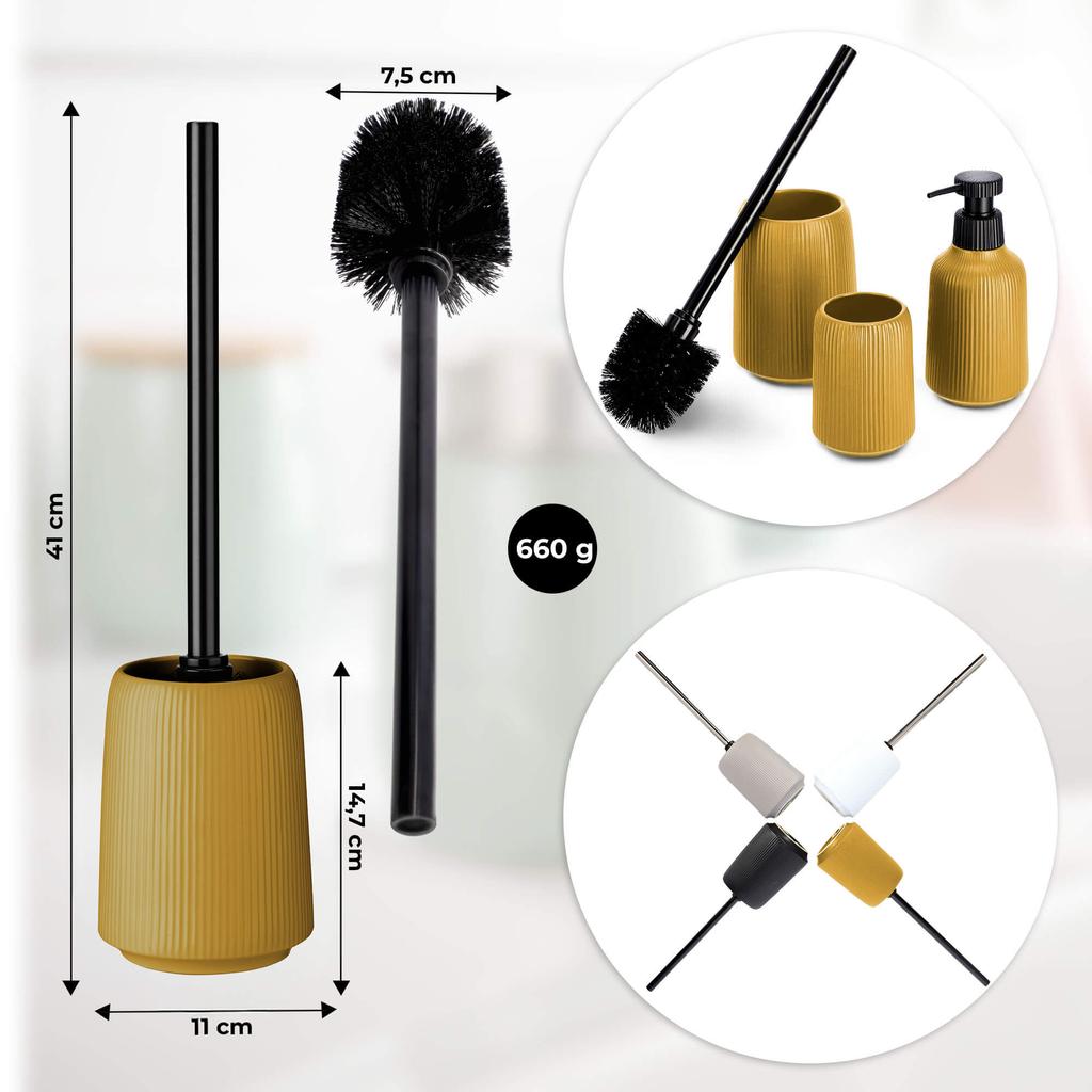 KADAX Komplet Łazienkowy 3W1 Zestaw Dozownik Mydło Kubek Łazienkowy Szczotka WC