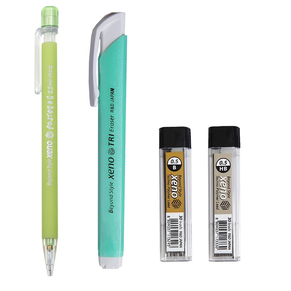 Механический карандаш Xeno Pastel Q с ластиком и запасными грифелями 0,5 мм с HB, B