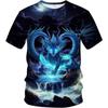 Мужская футболка с 3D-цифровой печатью и рисунком дракона, повседневная базовая рубашка и футболка с короткими рукавами