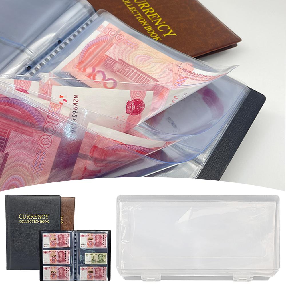 Альбом для коллекции банкнот из листового материала, кожаный, с карманами для сбора денег