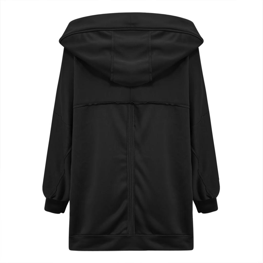 Women's Hoodie Cardigan Sweater Casual Fashion Solid Color Plain Long Sleeve Hooded Cardigan Jacket Coat Outerwear