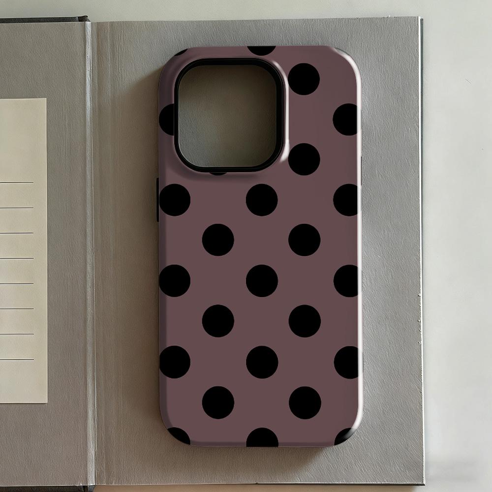 Clmj Ретро Чехол для телефона в горошек для IPhone 17 16e 16 15 14 13 12 11 X XS XR 8 Air Pro Max Plus Роскошная Двухслойная Задняя Крышка