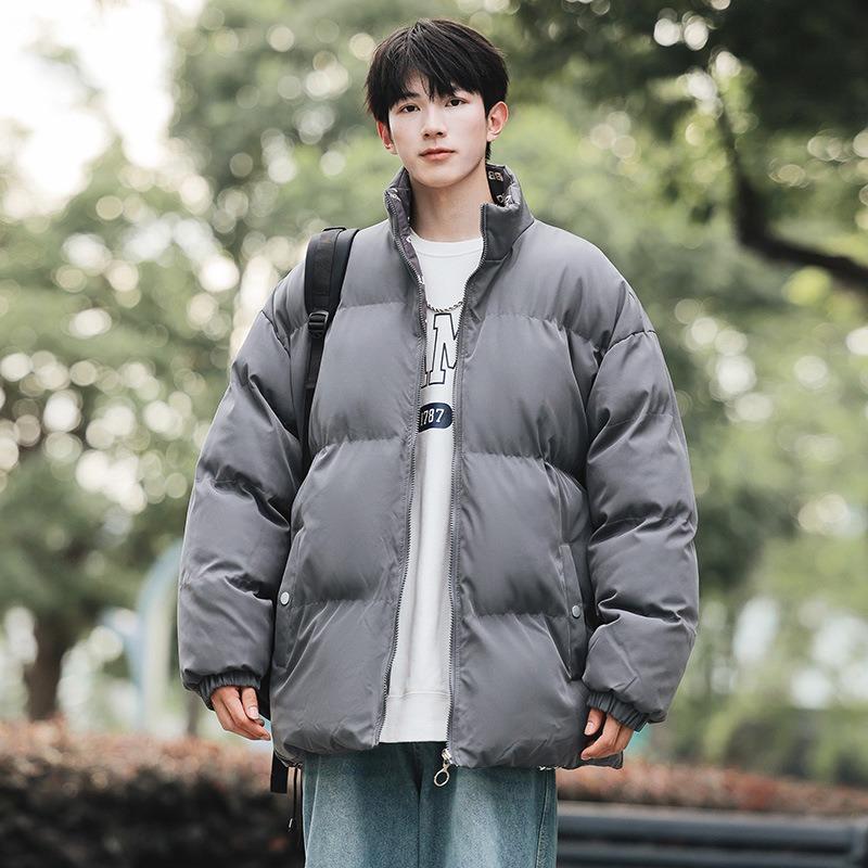 Winter Stand-up Collar Bread Clothes Men Wear Loose Cotton-padded Clothes On Both Sides Student Couple Clothes Casual Simple Cotton-padded Jacket
