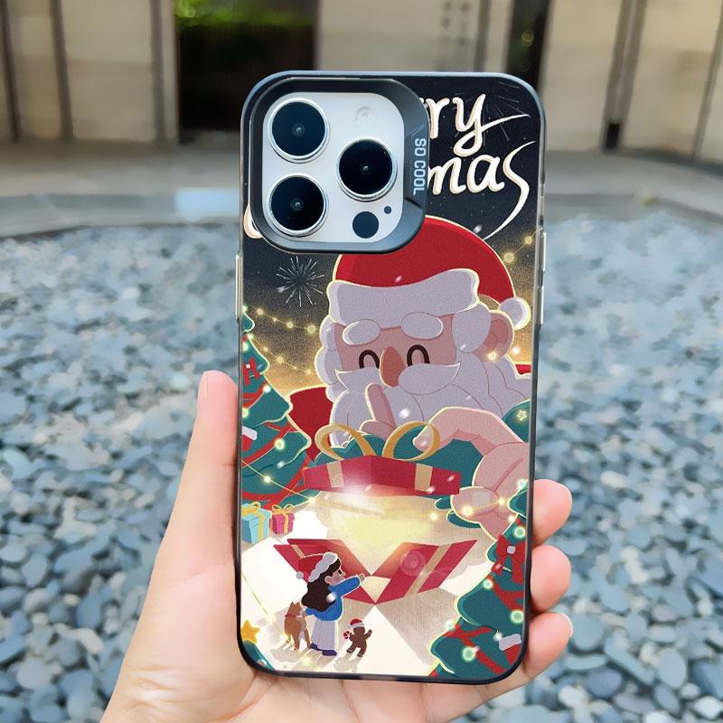 Чехол для телефона на Рождество для iPhone 13 12 Pro Max Mini 16 15 14 Plus Pro Max 11 Ударопрочный Лазерный Задний Чехол для Телефона Funda