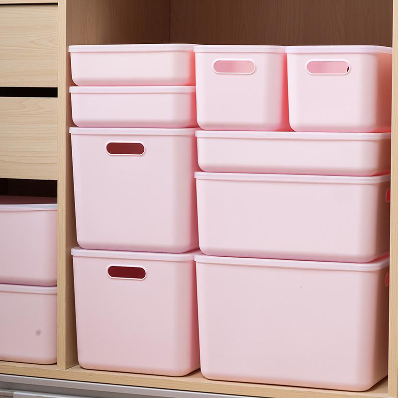 Пластиковый ящик для хранения игрушек, украшений, мелочей и одежды с розовой кружевной крышкой