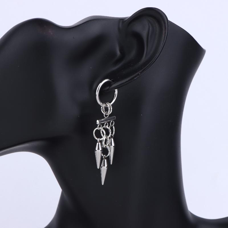 Готические панк серьги-кольца с шипами из нержавеющей стали, подвеска для унисекс Y2K, серьги-подвески с цепочкой и кисточкой