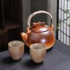Coarse pottery tea set, household ceramic Kung Fu teacup, beam pot, teacup fireplace tea with gift box.
