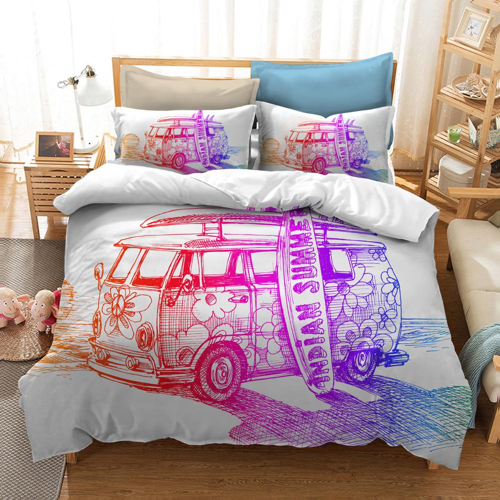Peace Car Quilt Cover Pillowcase 2 or 3 Peace Symbol Bedding Sets Single Bed Double Bed Full Size Washable Super Soft Zippered Bedding
