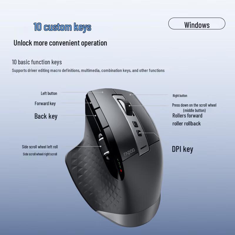 Rapoo MT750 Multi-mode Ergonomic Wireless Mouse