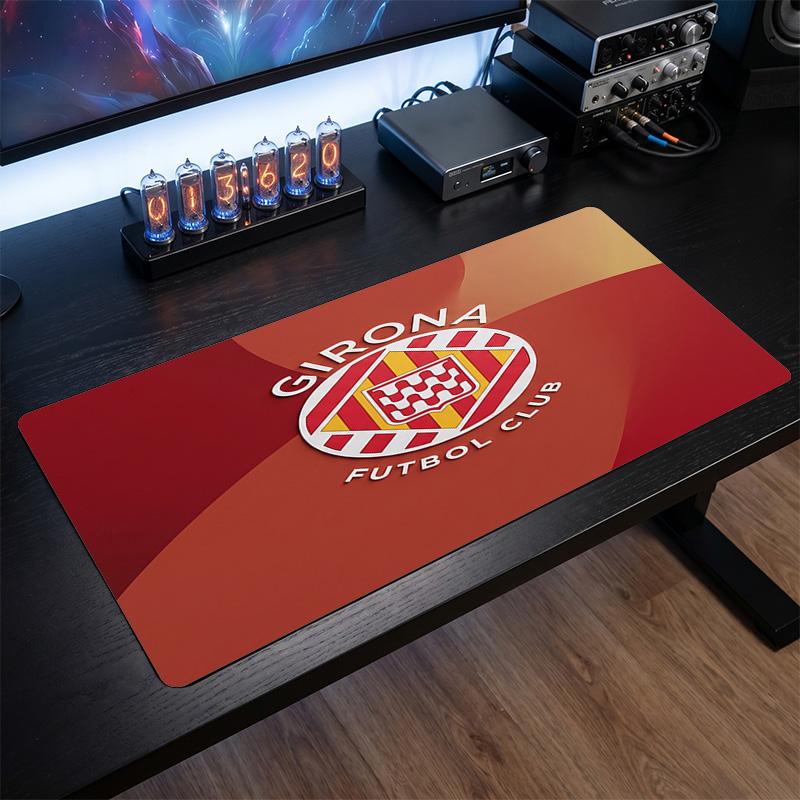 Коврик для мыши с тематическим узором Girona FC, Дизайн с логотипом футбольного клуба, XXL Игровой коврик для стола, Нескользящий коврик для компьютерной мыши