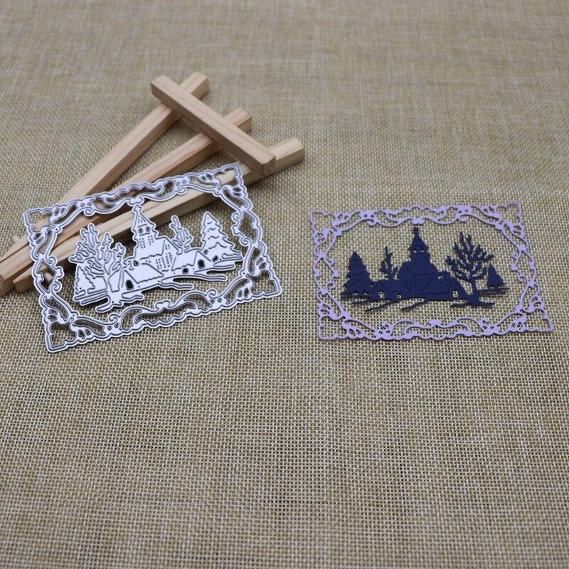 Рамка замка кружево прямоугольник металлический штамп для DIY скрапбукинг альбом бумажные открытки ремесла штампованный
