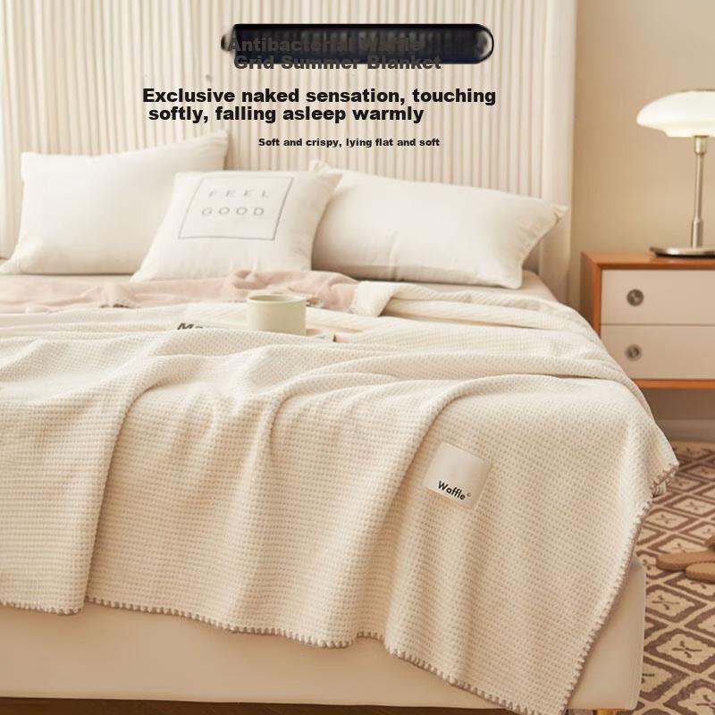 Wuyinliangpin Luxury Waffle Milk Velvet Blanket, Nap Throw, Air Conditioning Blanket, Thin Coverlet, Airline Blanket, 150*200cm