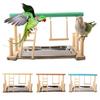 Wood Parrot Ladder Swing Play Stand Perch Playground Pet Cockatiel Playpen Toy