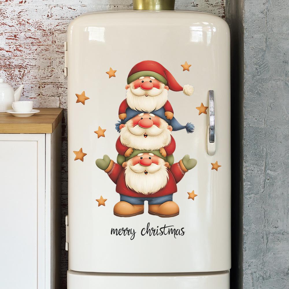 Мультяшные Милые Гномы и Звезда Домашняя Рождественская Атмосфера Декоративные Наклейки на Стену