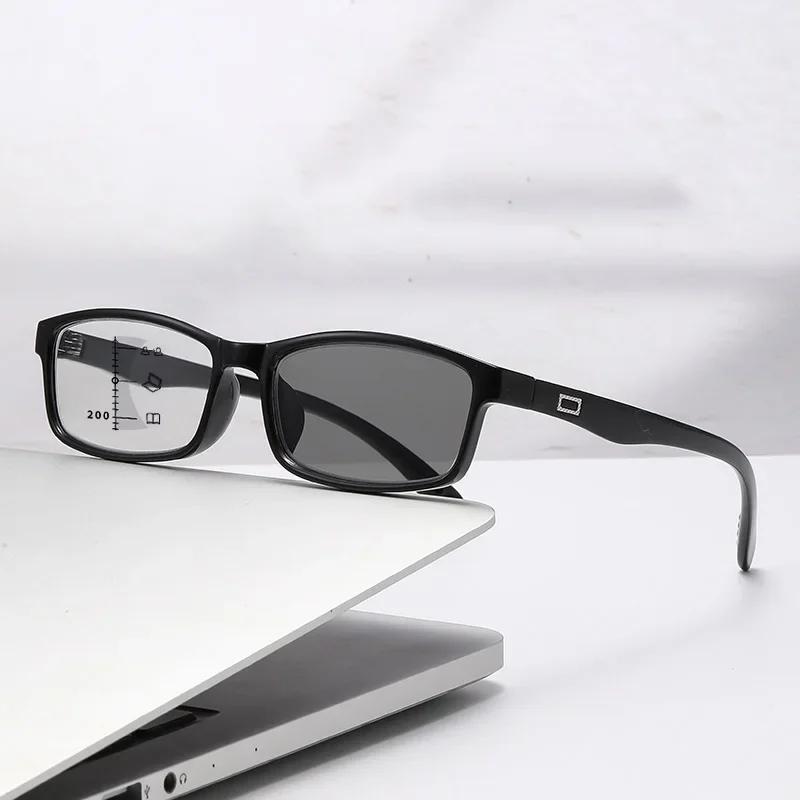 Мужские Женские Ретро Хромированные Очки для Чтения Винтажные Меняющие Цвет Мультифокальные Очки Унисекс Квадратная Оправа Очки для Пресбиопии