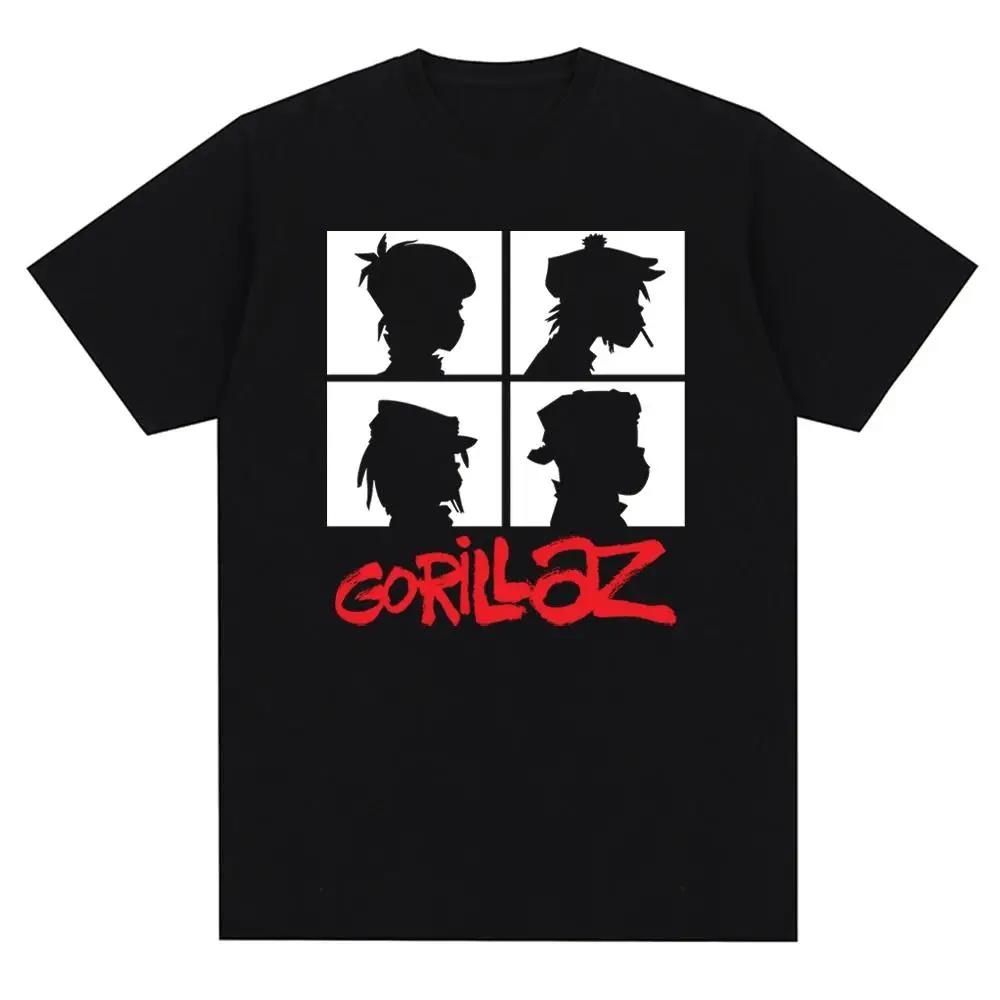 Футболка с принтом панк-рока музыкальной группы Gorillazs, повседневная мода 90-х с коротким рукавом, футболка большого размера унисекс