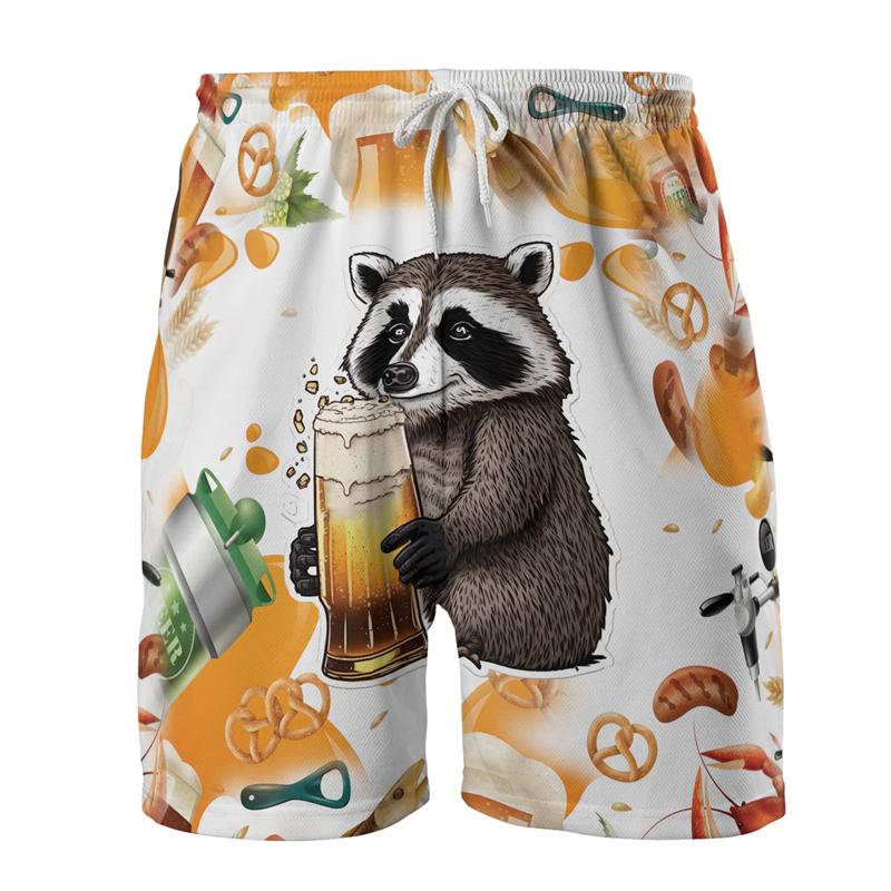 Procyon Lotor 3D Printed Beach Shorts Funny Animal Raccoon Graphic Shorts For Men Clothing Casual Hip Hop Trunks Kids Tops