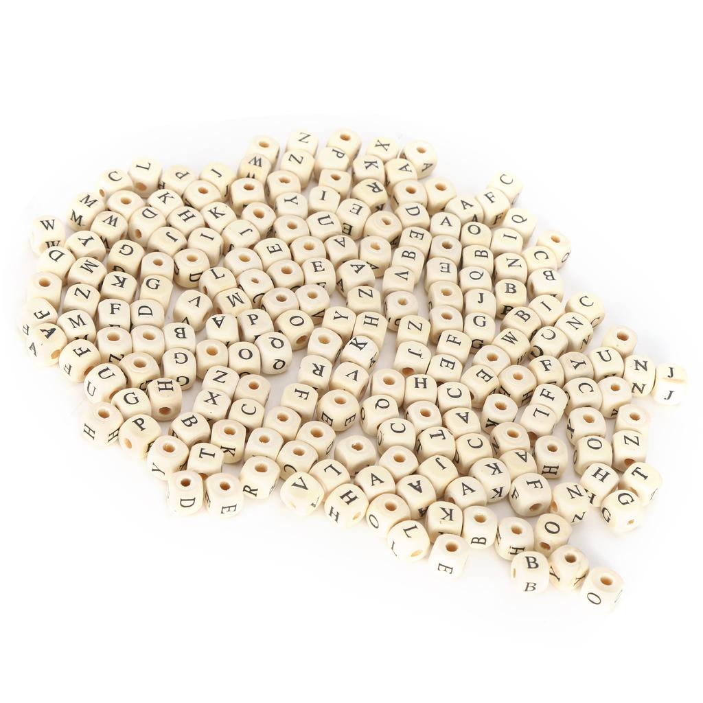 300 шт. деревянные бусины с круглым отверстием в форме куба с выгравированной буквой-разделителем DIY аксессуары для изготовления ювелирных изделий
