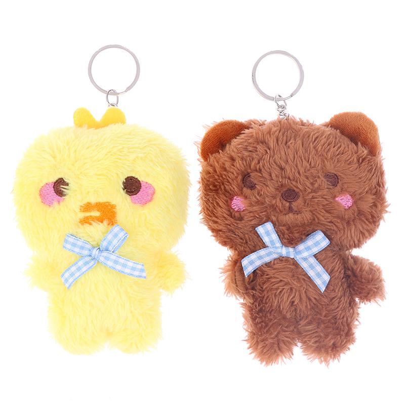 Мультяшное животное, маленький медвежонок, кролик, лягушка, курица, фаршированная плюшевая игрушка, плюшевый брелок