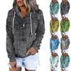 Women's Casual Fashion Vintage Print Long Sleeve Button Pullover Hoodies Sweatshirts