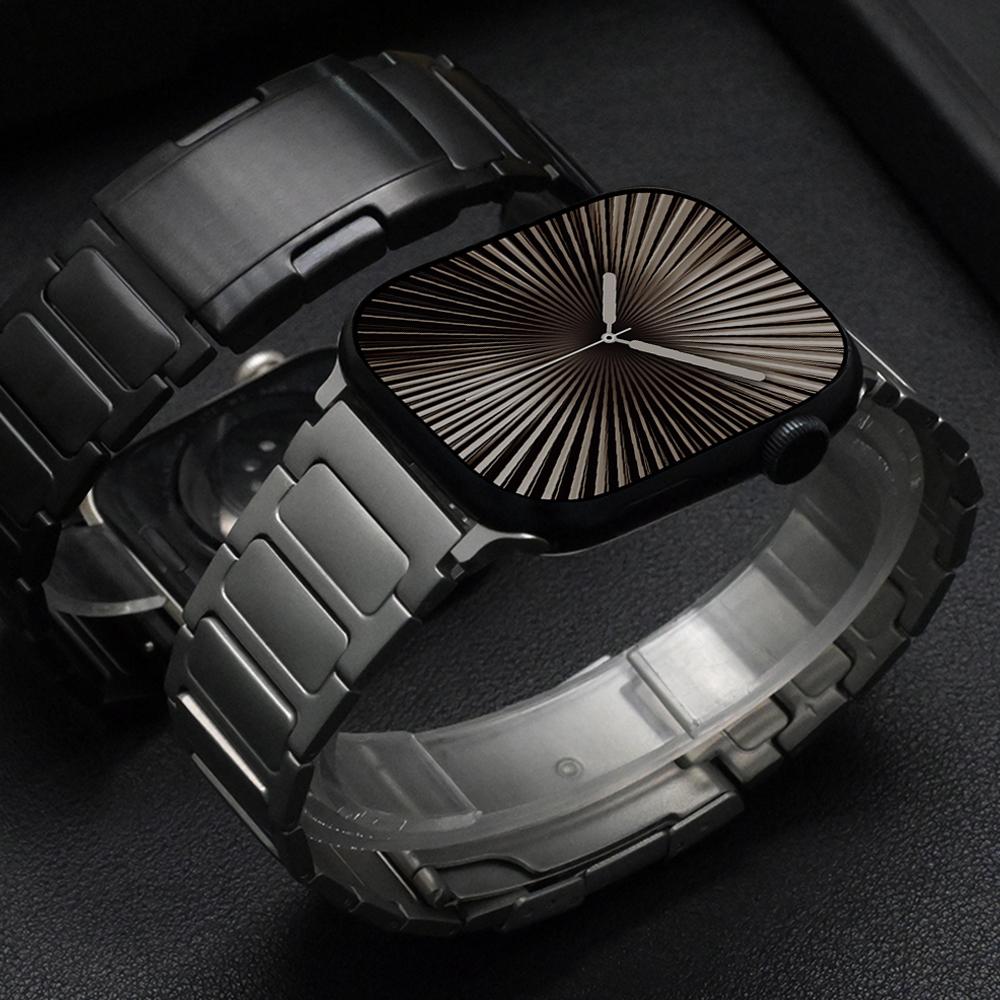 Титановый Бизнес Браслет для Apple Watch Ultra 2 49мм Серии 10 9 8 7 45мм 46мм Металлический Роскошный Ремешок для Iwatch Se 6 5 44мм Ремешок