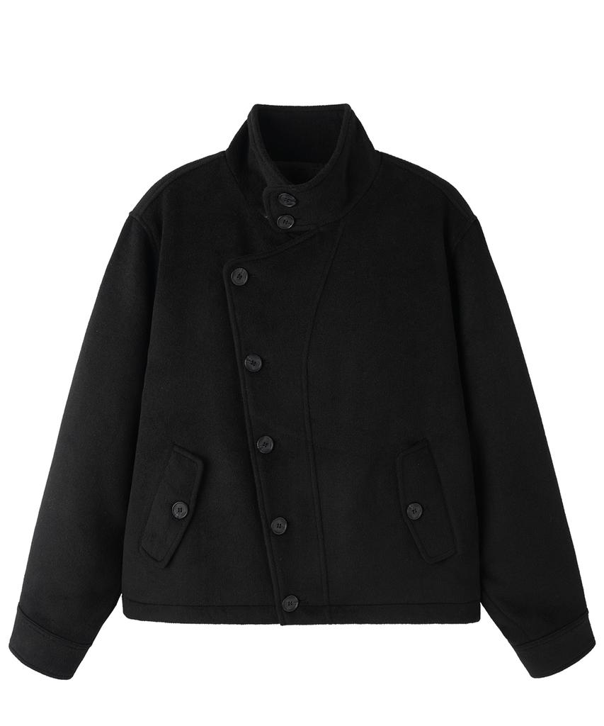 OPENYARD(OY) Wrap Short Coat - Black
