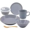 Aito Dinnerware Mino Dishwasher and Microwave Made In Product Number for Single Living "Natural Color" Set, 6-Piece Set, Blue-Gray, Ware, Safe, Japan,