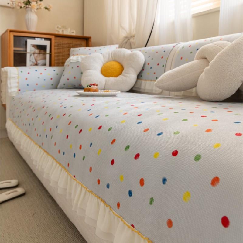 Chilly Colorful Settee Pillow Insulated Loveseat Slipcover Chenier Settee Straight-cut Loveseat High-end Anti-skid Sitting Mat Pale Settee Defend