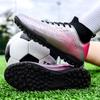 Fashion Men's Soccer Shoes TF Non-Slip Turf Soccer Cleats Lace Up Training Shoe High Quality Lightweight Sneaker High Top Football Boots