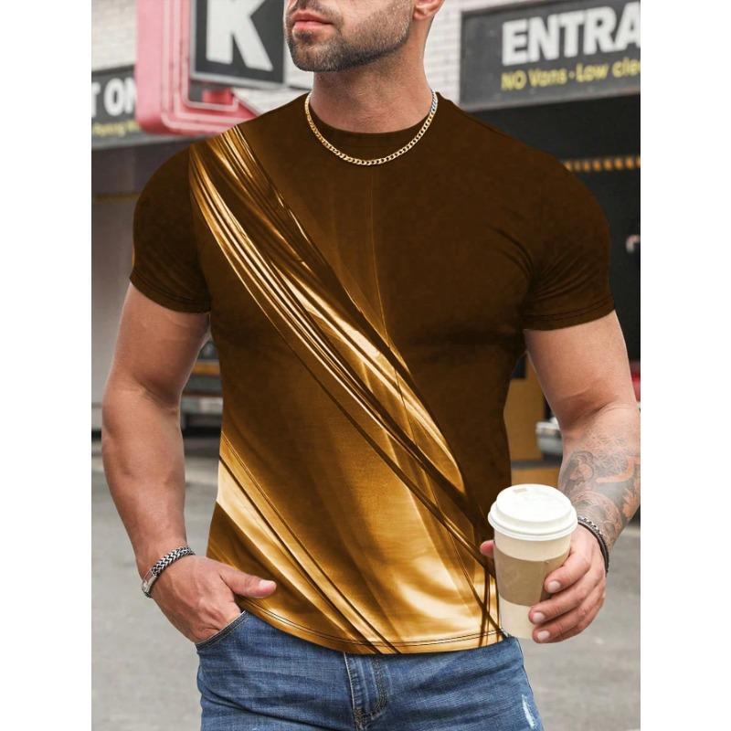 Fashion Men's T-shirt 3D Gradient Print Short-sleeved T-shirt Daily Wear 6XL Simple Print Fashion Casual Round Neck T-shirt
