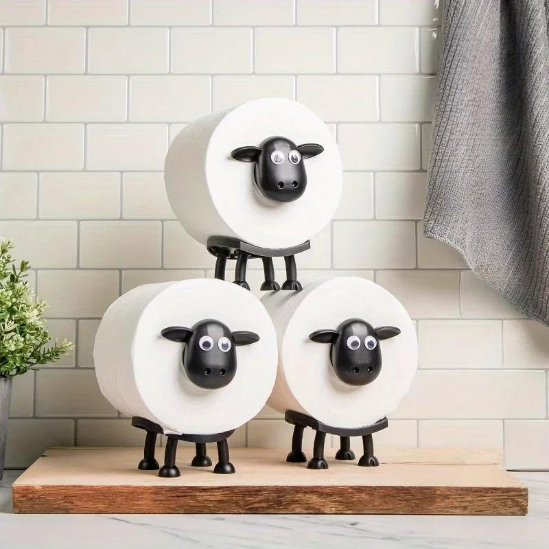 Sheep Toilet Roll Holder - 3D Printed Black Sheep Loo Roll Holder - Hilarious Tissue Paper Roll Storage - Cute Bathroom Decor - Set of 1/3
