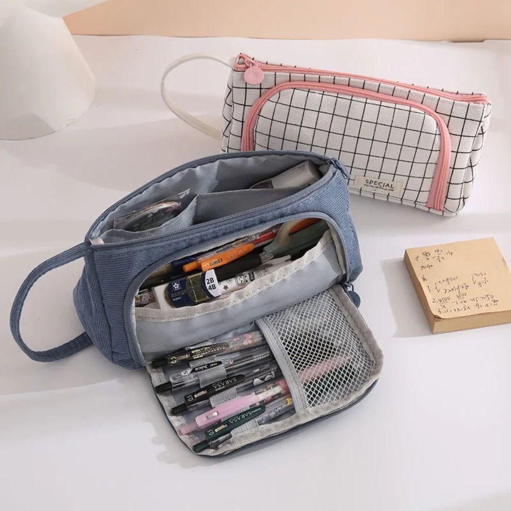 Большая вместимость холщовый пенал модная канцелярская коробка новый большой пенал