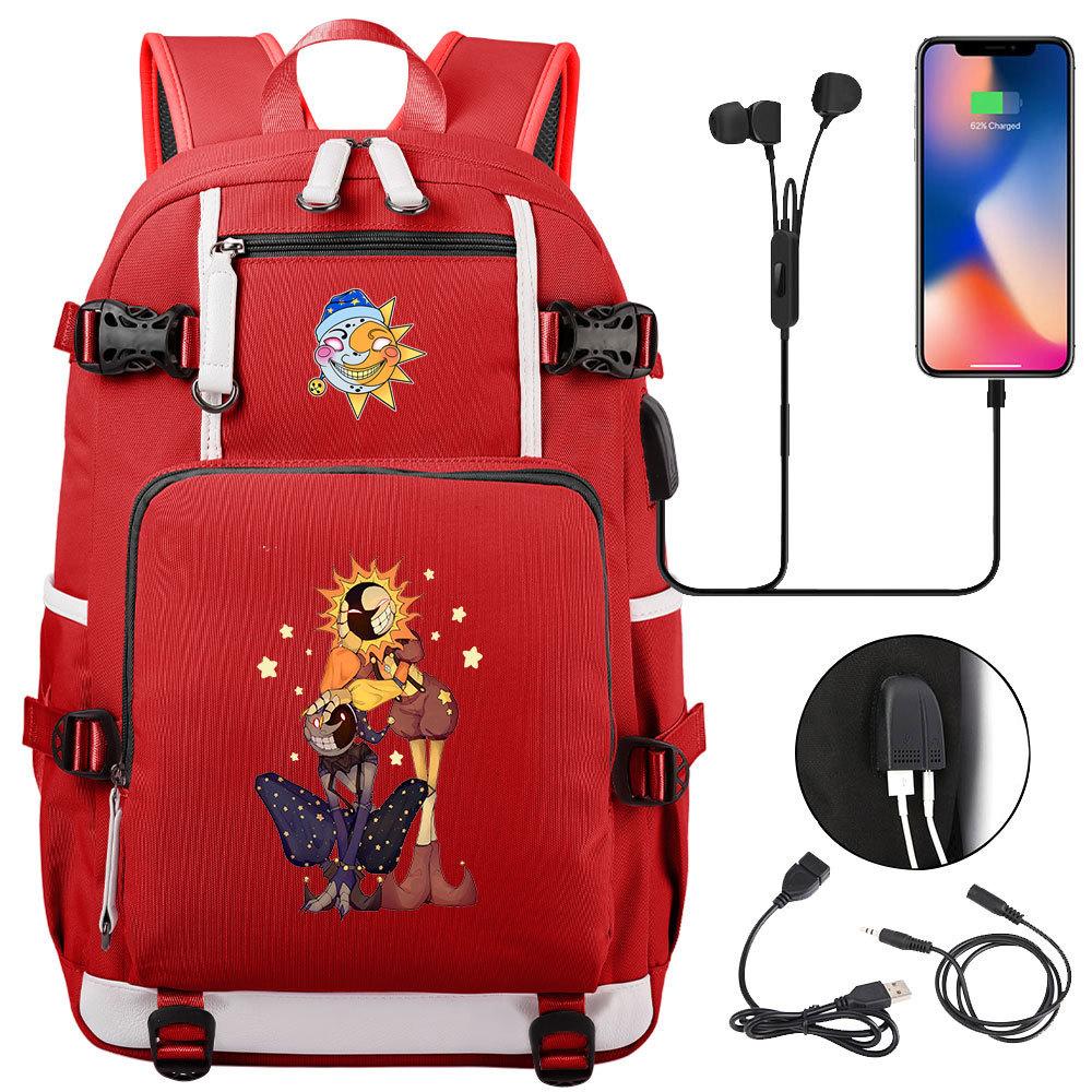 Game Moon Sun Print Teen Student Backpack Unisex Casual Large Capacity Travel Bookbag
