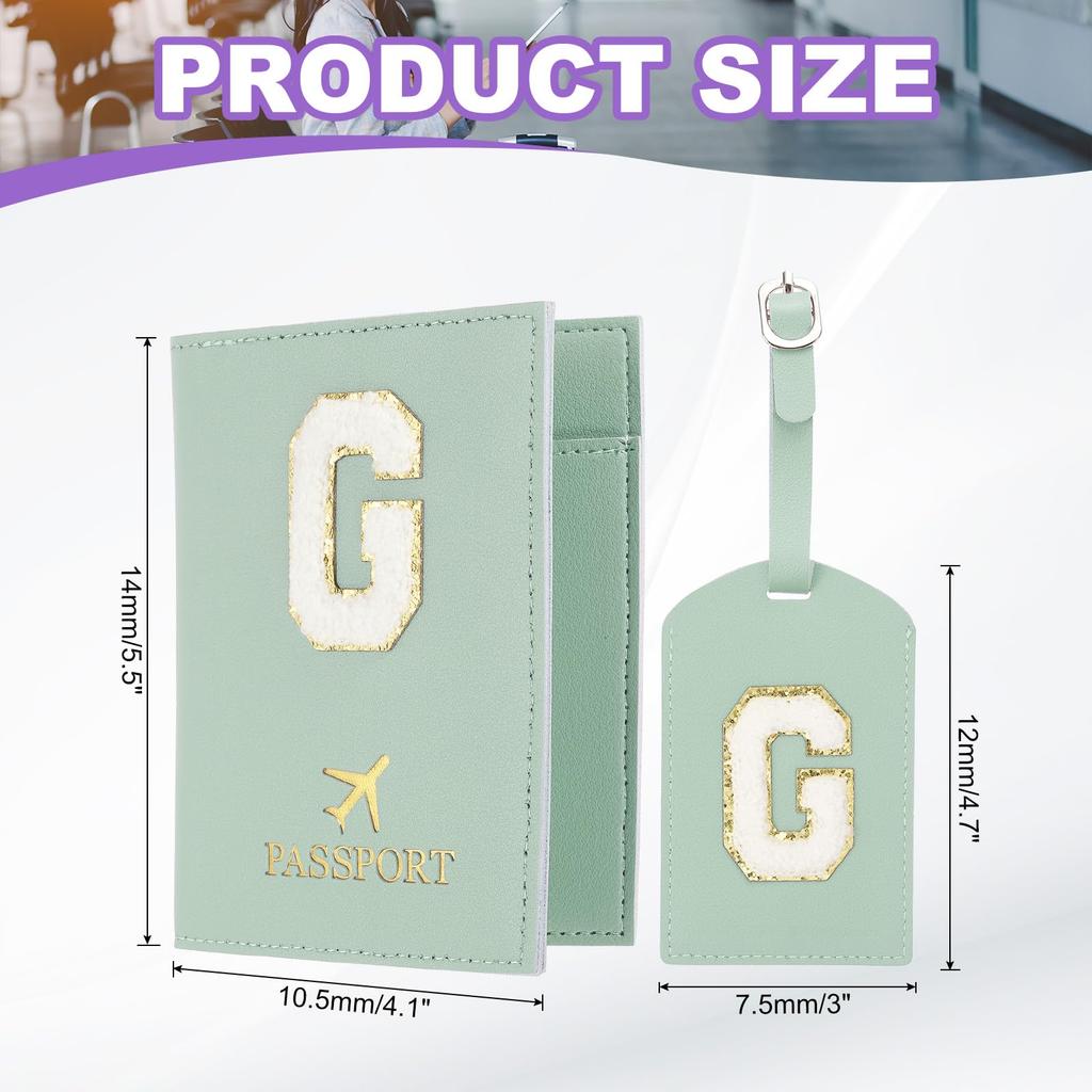 Набор бирок для паспорта и багажа с обложкой для паспорта с инициалом и буквой-шевроном, дорожная сумка-кошелек, идентификатор чемодана для женщин и семьи