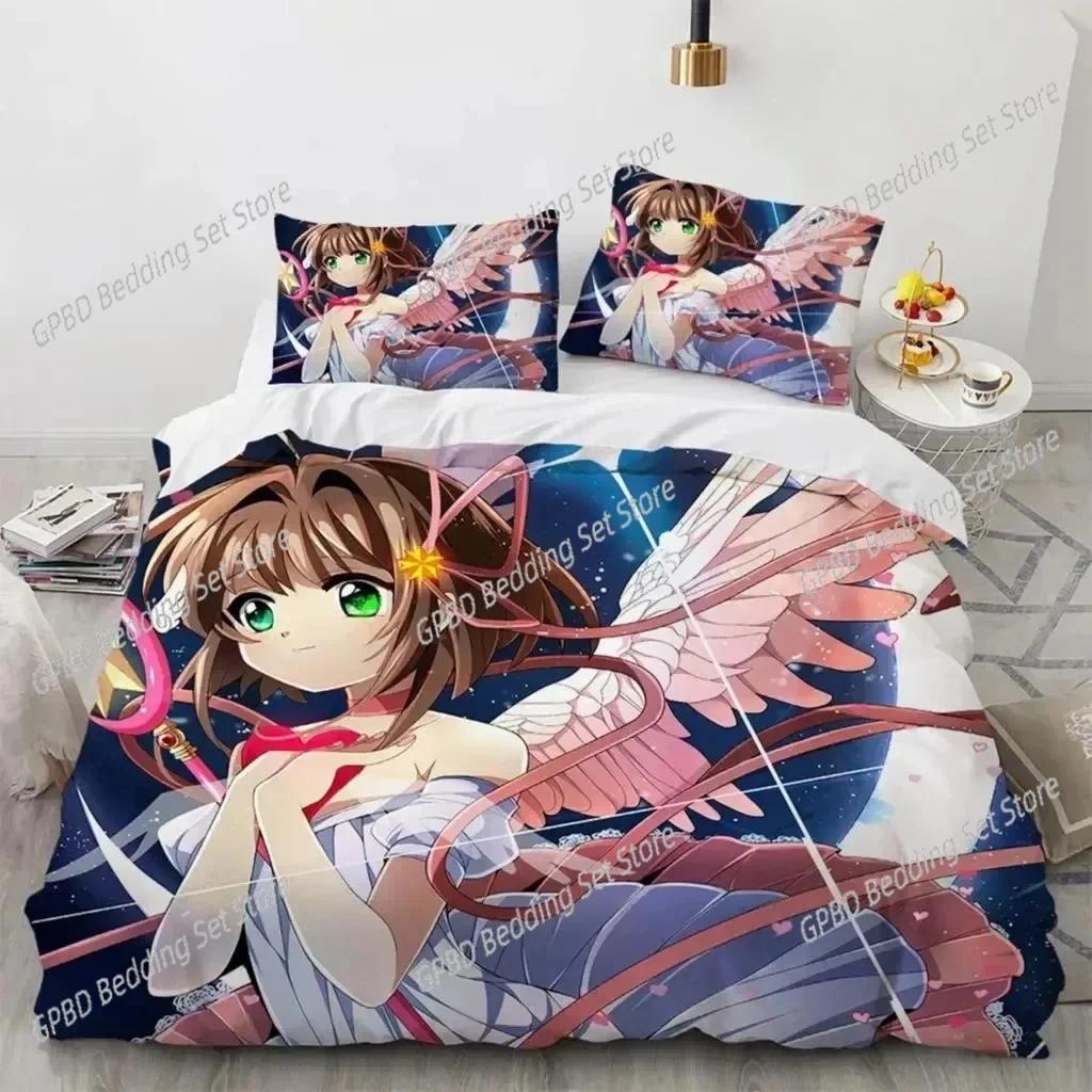 Одеяло Аниме Cardcaptor Sakura Комплект постельного белья 3D-печать Подходит для спальни Детская Домашний текстиль