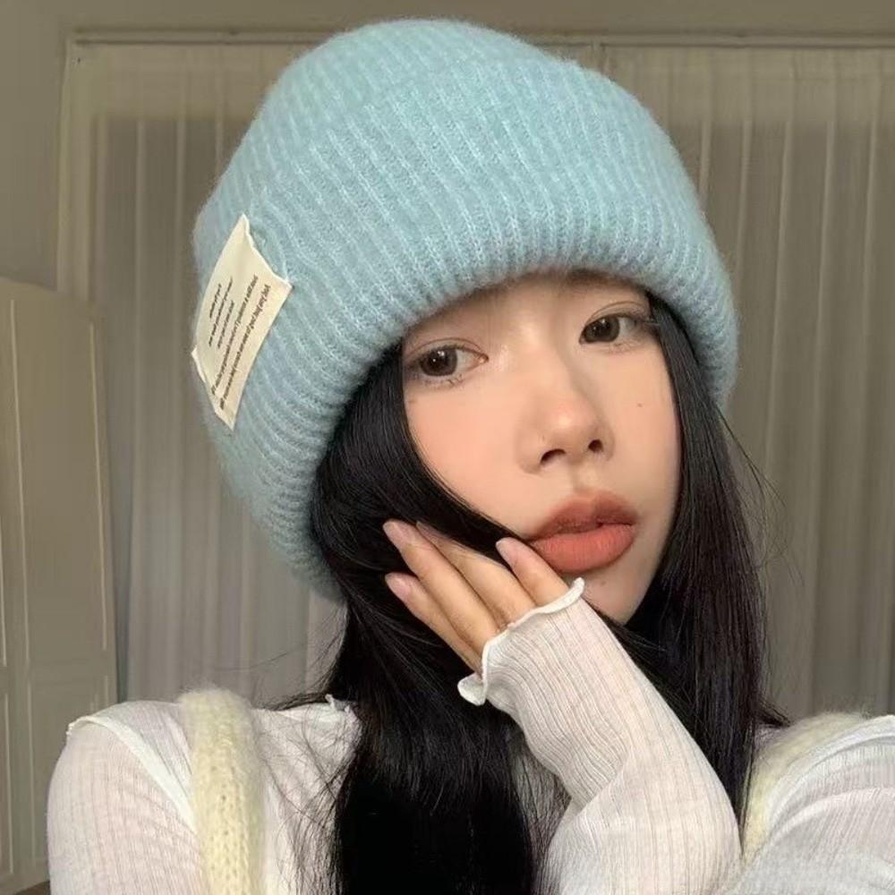 Ветрозащитная шапка-бини однотонная вязаная крючком шапка-колпак модная зимняя вязаная шапка