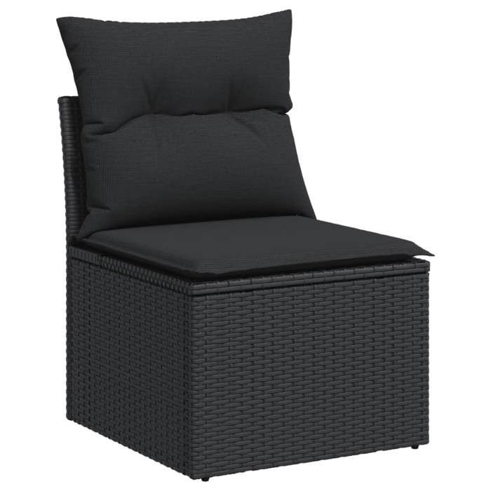 VidaXL Salon de Jardin avec Coussins 10 pcs, Canapés de Terrasse, Ensemble de Meubles de Patio, Mobilier d'Extérieur, Noir 3227175