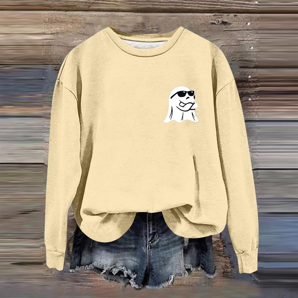 Женская модная повседневная толстовка с длинным рукавом и принтом на Хэллоуин