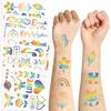 New Cartoon Colorful Rainbow Series Glitter Pink Tattoo Stickers Can Waterproof Party Gift Funny Face Stickers