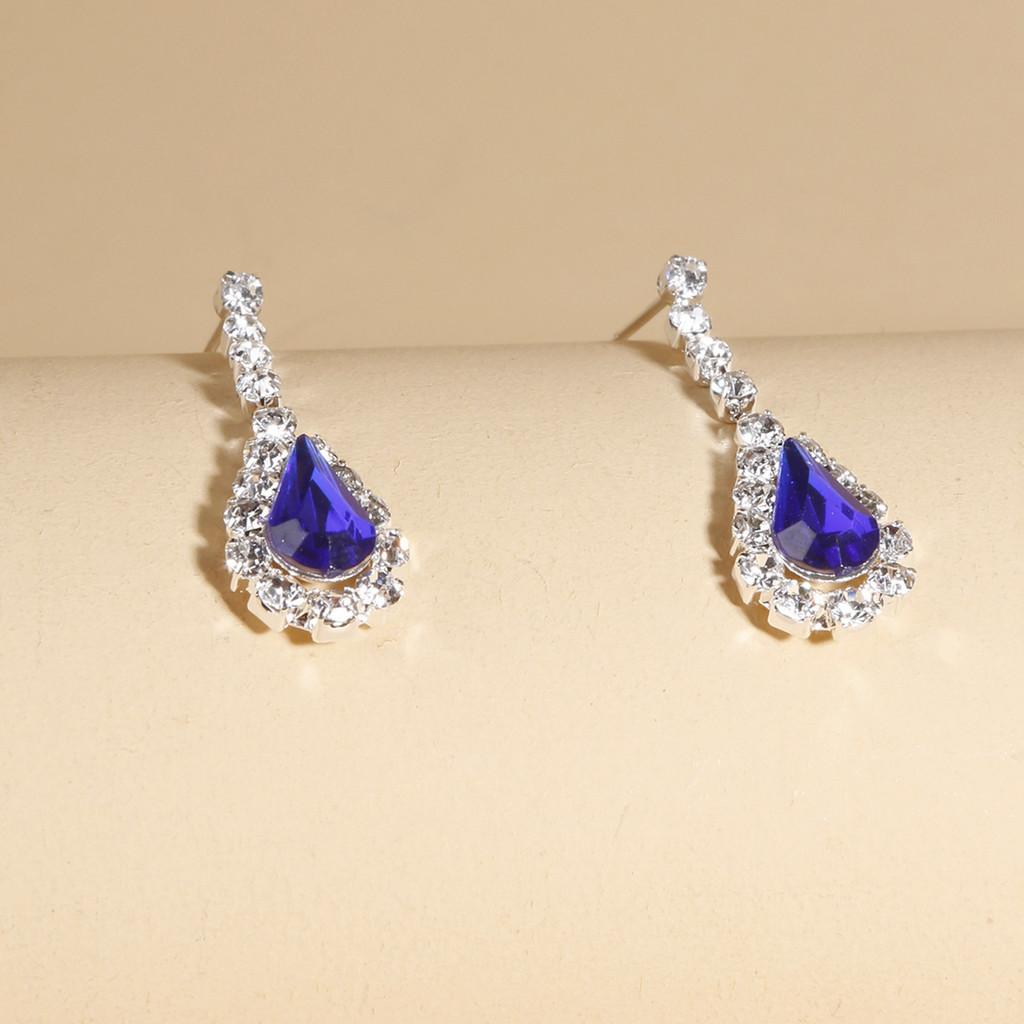 European Fashion Bridal Jewelry Set With Crystal Water Drop Pendant And Earrings For Women