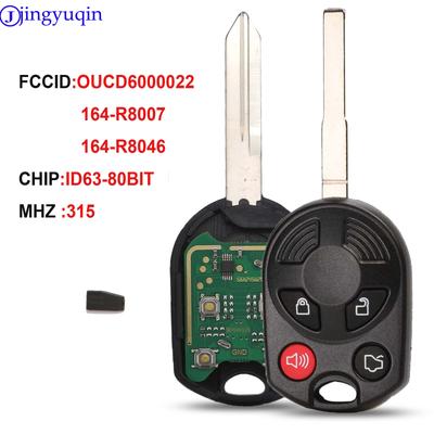 Чехол для автомобильного ключа jingyuqin для Ford OUCD6000022 315 МГц Escape Focus C-Max Transit Connect HU101 Blade 164-R8007 80BIT ID63