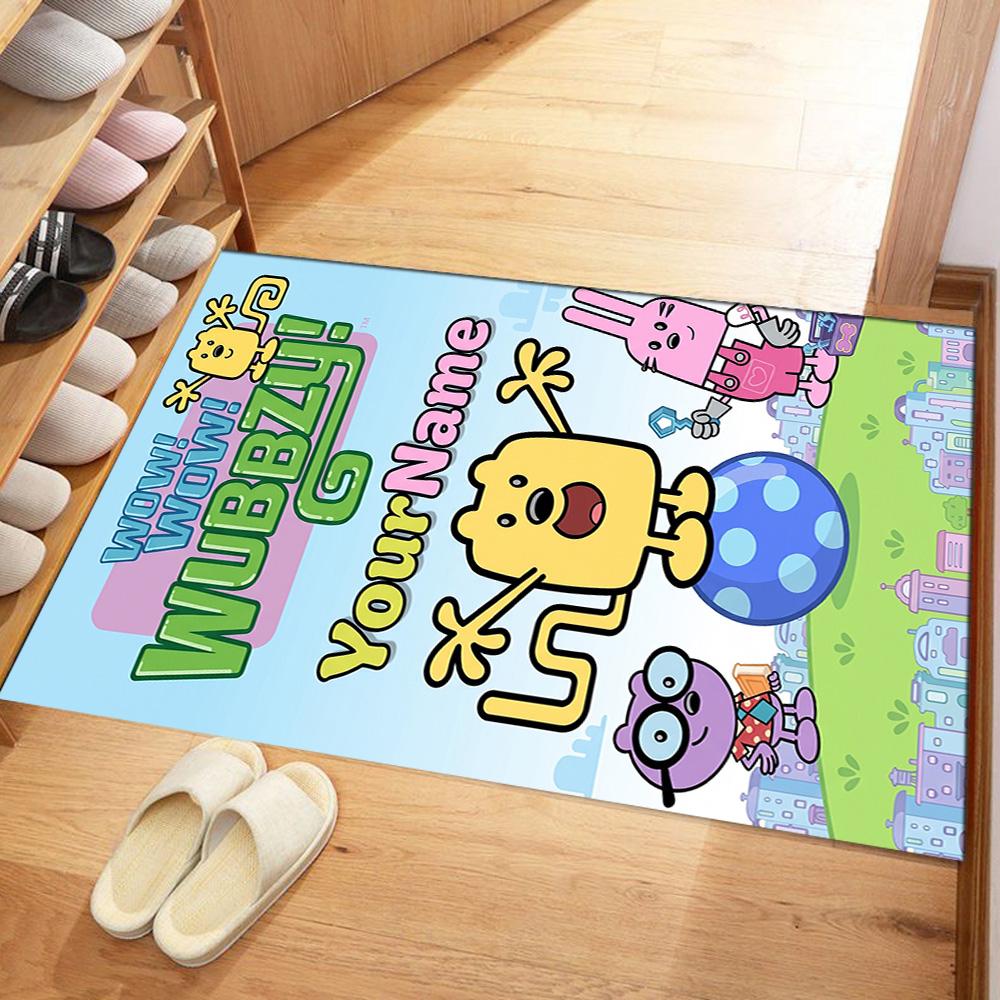 Wow! Wow! Wubbzy Personalized Text Area Rug Suitable for Kitchen Balcony Living Rooms Bedrooms Anti-slip Rug Anime Office Decor Best for Christmas