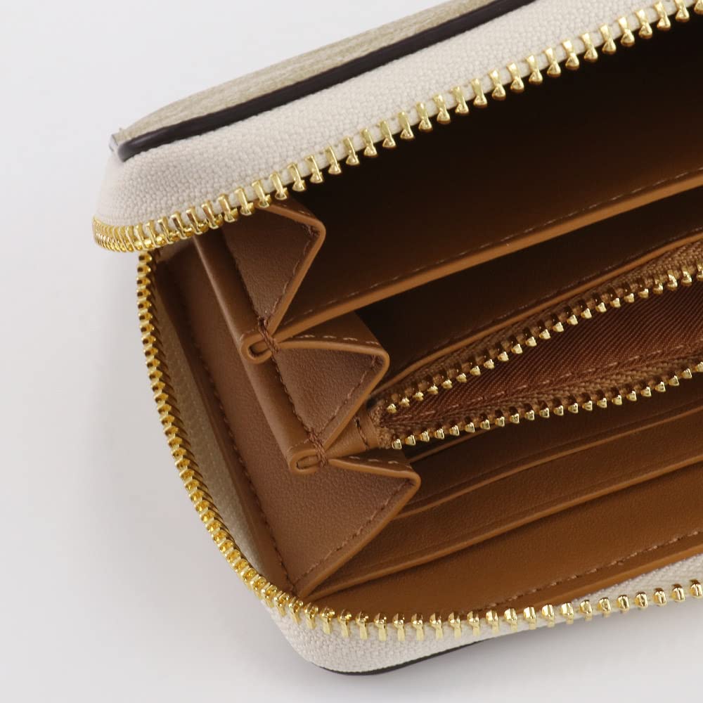 Coach Wallet Long Wallet C4452 Round Zip with Strap Light Khaki [Coach] Women's (IMDQC Chalk) [Item]