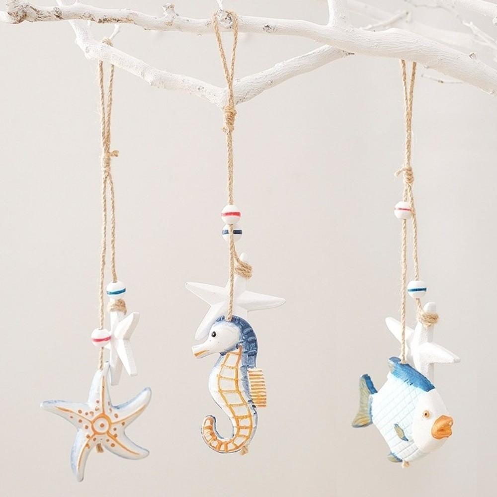 Mediterranean Sea Series Wooden Pendant Wooden Material Wall Pendant Decoration  Nautical Themed
