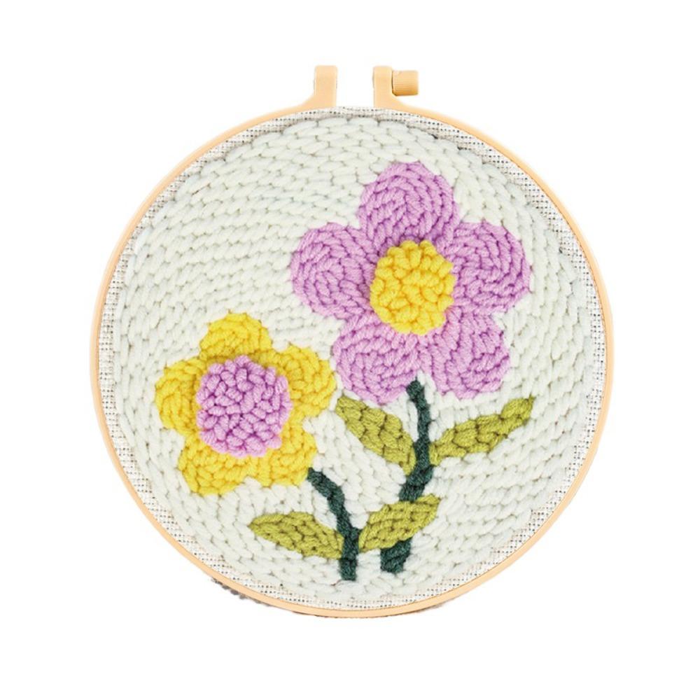 Handmade Punch Needle Set Flower Pattern Rug Punch Embroidery Starter Kit  Educational Toys