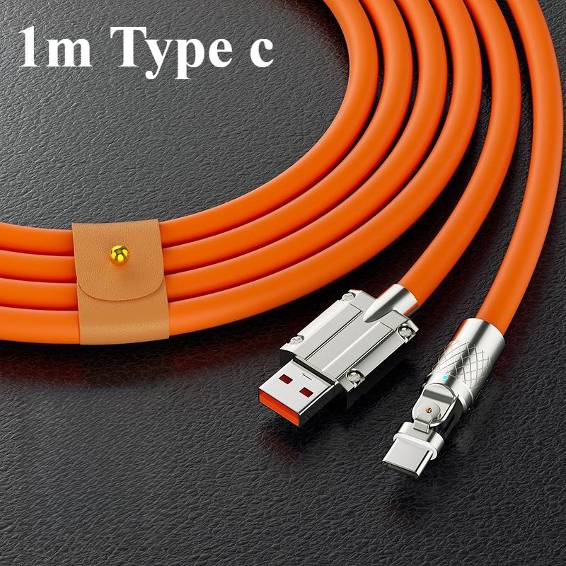 120 Вт кабель типа C 1 м PD USB C шнур передачи данных поворотный на 180° коленчатый высокоскоростной провод для быстрой зарядки для Huawei Samsung S24 Xiaomi 15