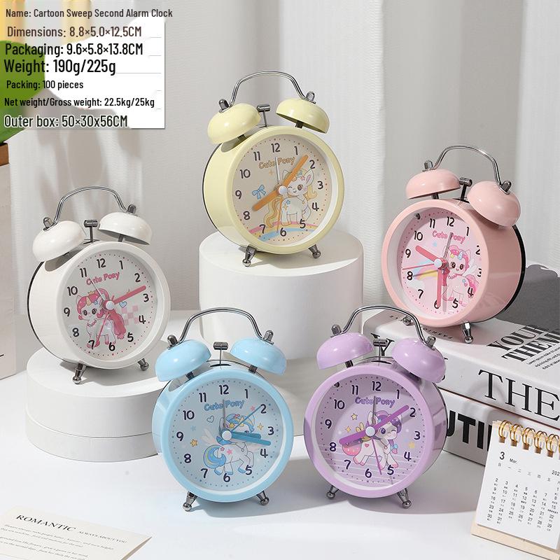 Ретро-будильник с громким звонком и ночником - бесшумные прикроватные часы, креативный подарок для студентов и декор спальни