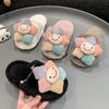 Милые зимние меховые тапочки для девочек, модные, с цветочным трендом, детские хлопковые туфли, нескользящие, мягкие, пушистые, универсальные, детские теплые домашние тапочки