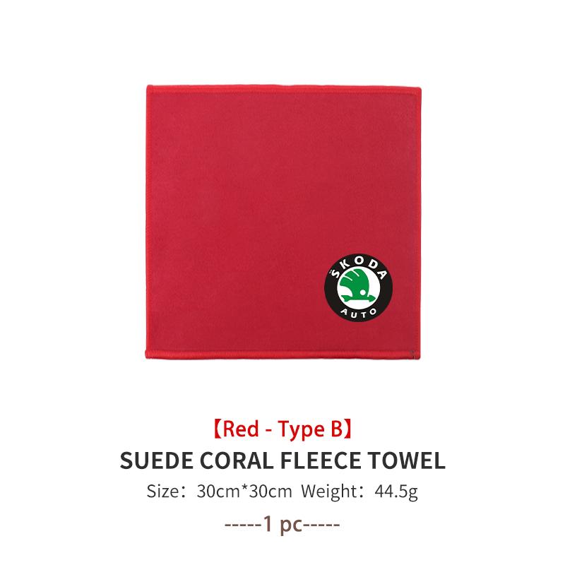 For Skoda Car Cleaning Cloth Deer Skin Coral Soft Towel Auto Washing Tool Accessories S Kodiaq BB5 Octavia 2 3 Yeti Karoq Rapid