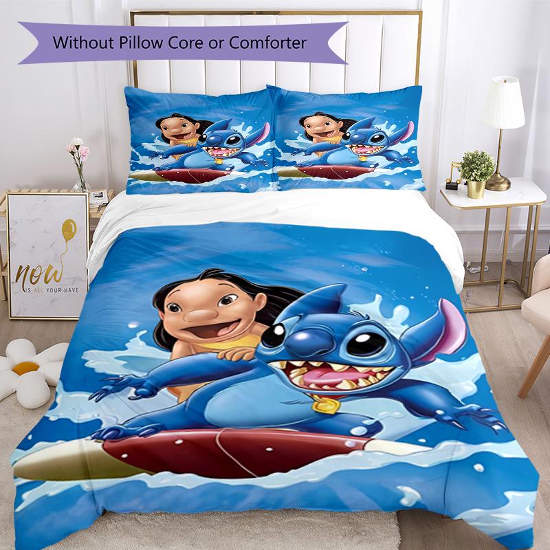 3pcs Stitch Bedding Set Duvet Cover Closure Includes 1 Duvet Cover & 2 Pillowcases, Soft and Comfortable for All Seasons.